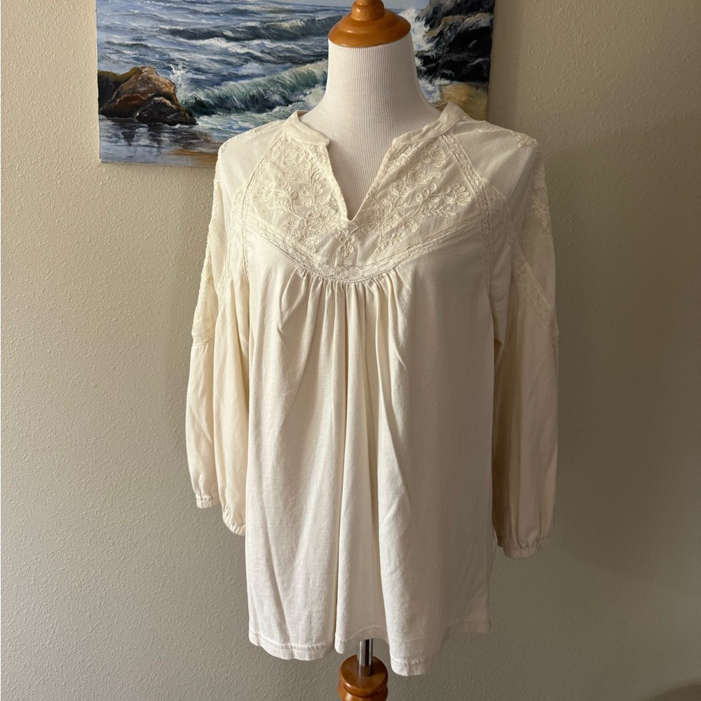 Lauren Ralph Lauren ivory lace peasant top